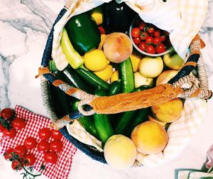 High angle view of fruits on table