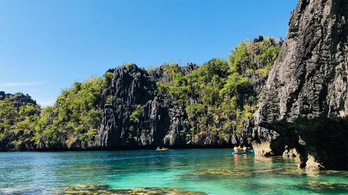 Scenic view of sea against clear sky