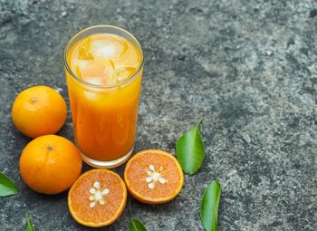 High angle view of orange fruit