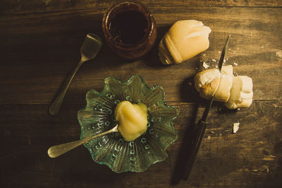 High angle view of fruits on table