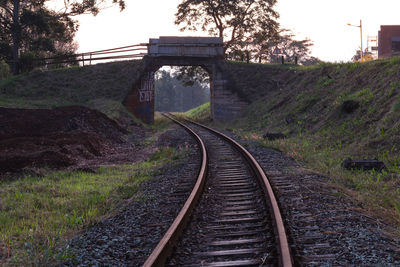 Railroad tracks on railroad track