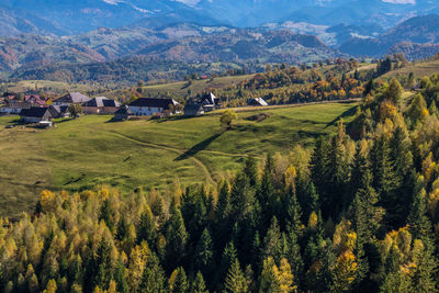 Scenic view of landscape and mountains