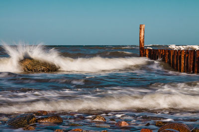 Scenic view of sea against clear sky