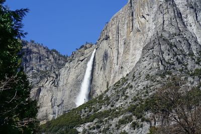Yosemite panoramic view of water fall  against sky