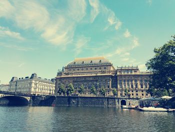 View of buildings against cloudy sky