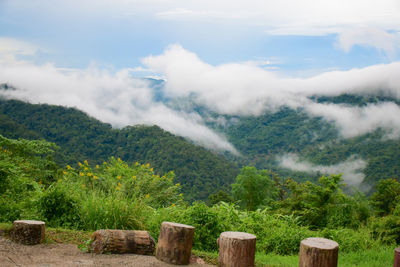 Scenic view of mountains against sky