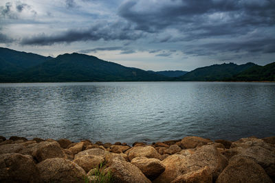 Scenic view of lake against sky