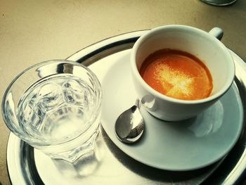 Close-up of coffee cup on table