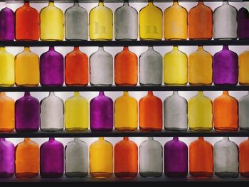 Full frame shot of multi colored bottles