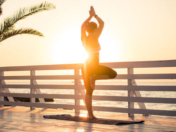 Woman practicing yoga