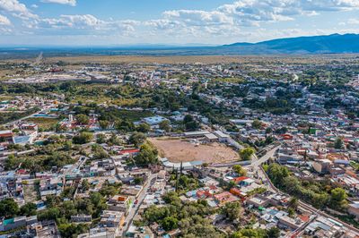 High angle view of townscape against sky