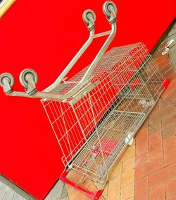 High angle view of red umbrella