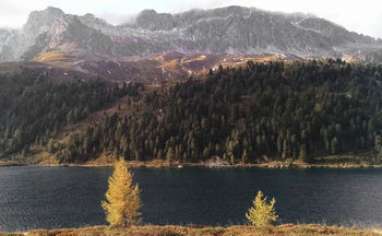 Scenic view of lake and mountains