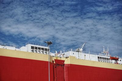 Low angle view of ship against sky