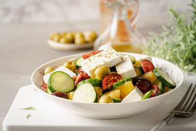 Close-up of food in plate on table