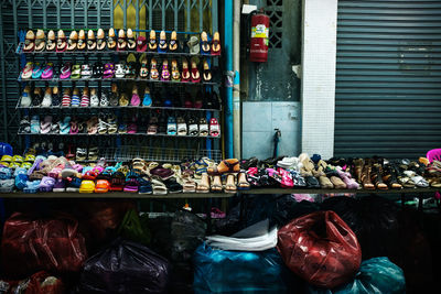 Footwear on display for sale