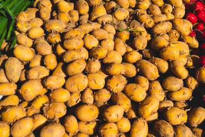 Full frame shot of potatoes for sale at market