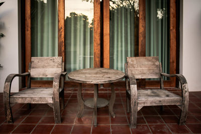 Empty chairs and table at home