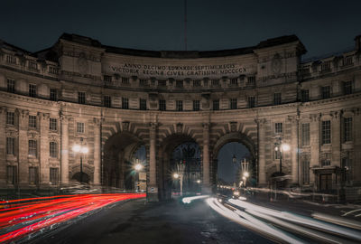 Light trails on the road at night