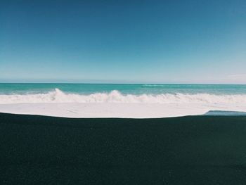 Scenic view of sea against clear sky