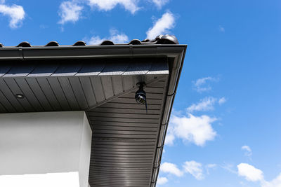 Low angle view of building against blue sky