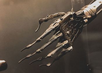 High angle view of ropes hanging on wall