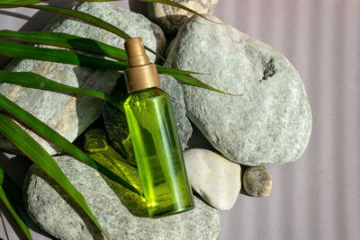 Close-up of bottles on table