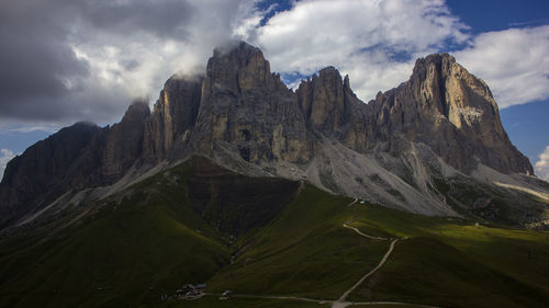 Scenic view of dolomites mountains against sky