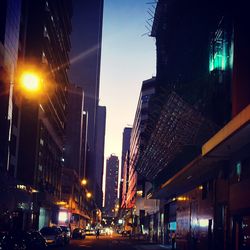 City street and buildings at night