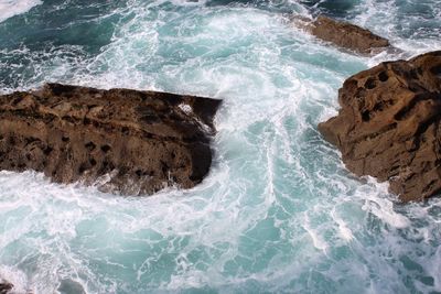 High angle view of sea waves