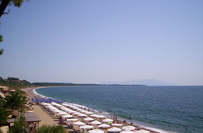 Scenic view of sea against clear sky