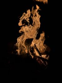 Close-up of fire against black background