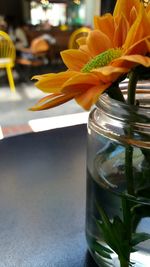 Close-up of flowers on table