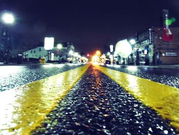 View of city street at night