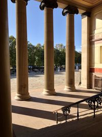 View of colonnade against sky