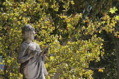 Statue against trees and plants