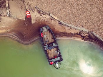 High angle view of boat in river