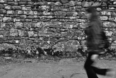 Man running on wall