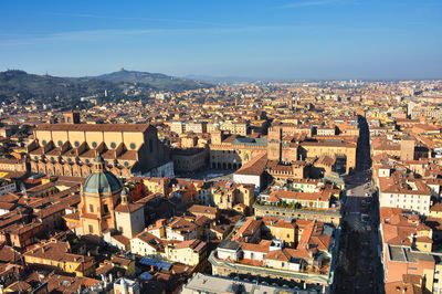 High angle view of townscape against sky