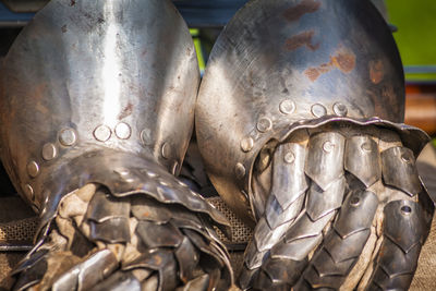 Close-up of armor helmet