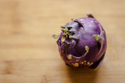 Close-up of purple on table