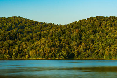 Scenic view of lake against clear sky