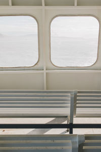 White interior seating on pacific northwest ferry boat