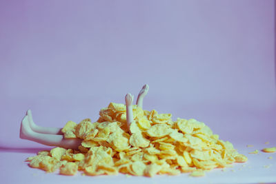 Close-up of food against white background