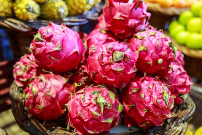 Close-up of pink fruits in market