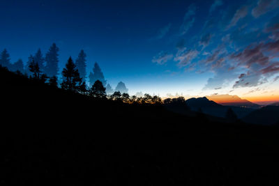 Scenic view of silhouette mountains against sky at sunset