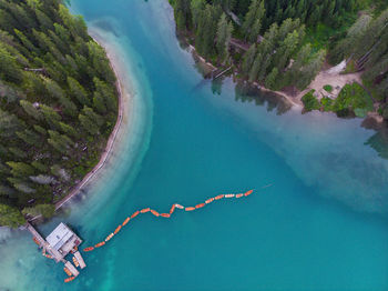 High angle view of swimming pool by sea