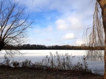 Scenic view of lake against sky