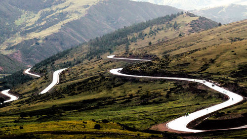 Aerial view of mountain road