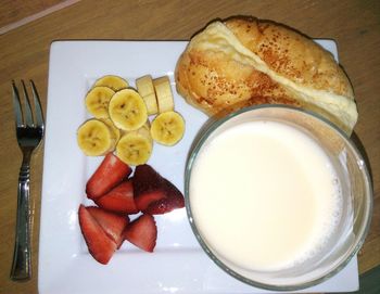 Directly above shot of breakfast on table